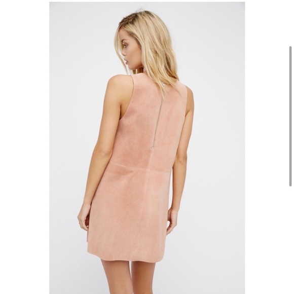 Free People Retro Love Suede Genuine Leather Mini Fit Flare Shift Dress size XS - Picture 4 of 14